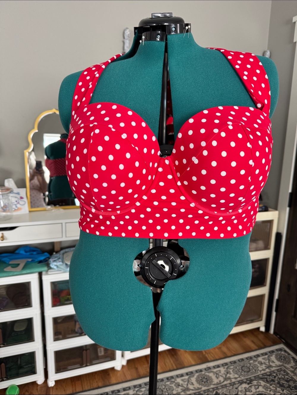 torrid Red and White Polka Dot Halter Swim Top